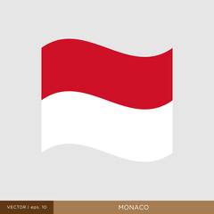 Waving flag of Monaco vector illustration design template.