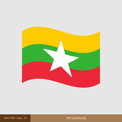Waving flag of Myanmar vector illustration design template.