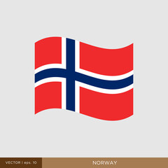 Waving flag of Norway vector illustration design template.