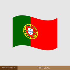 Waving flag of Portugal vector illustration design template.