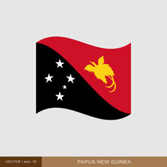 Waving flag of Papua New Guinea vector illustration design template.