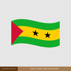 Waving flag of Sao Tome and Principe vector illustration design template.