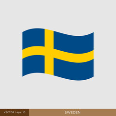 Waving flag of Sweden vector illustration design template.