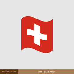 Waving flag of Switzerland vector illustration design template.