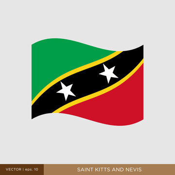 Waving flag of Saint Kitts and Nevis vector illustration design template.
