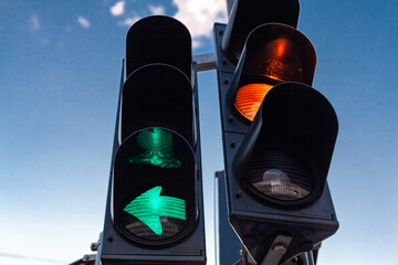 traffic light at a crossroads in the city