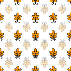 seamless repeat pattern with free hand style leaf motif on a white background perfect for fabric, scrap booking, wallpaper, gift wrap projects