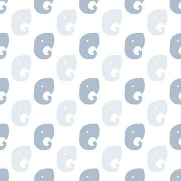 seamless repeat pattern with cute simple gray elephant heads on a white background perfect for fabric, scrap booking, wallpaper, gift wrap projects