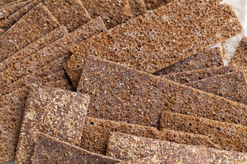 thin and crispy bread close up
