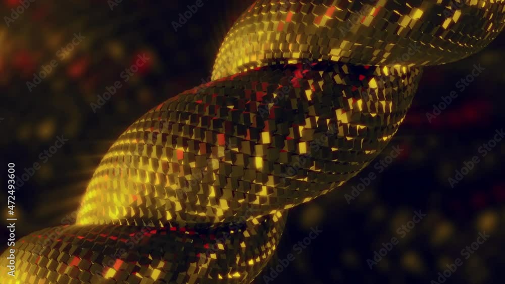 Poster shiny spiral moves twisting. motion. 3d spiral twisting with shiny squares. shiny spiral of squares 