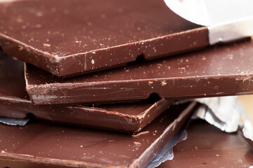 foil-packed chocolate bar made of cocoa and sugar