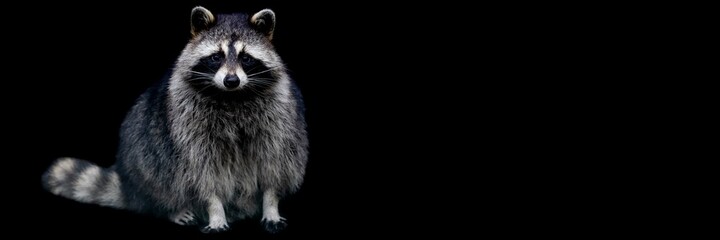 Template of a raccoon with a black background