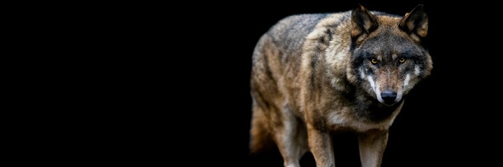 Obraz premium Template of a gray wolf with a black background