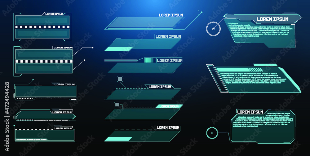Poster futuristic vector hud interface screen design. digital callouts titles. hud ui gui futuristic user i