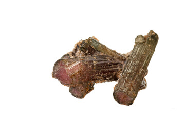 Macro tourmaline mineral stone on white background