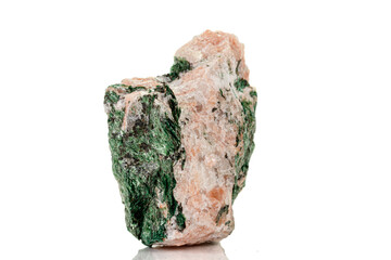 Macro mineral stone Fuchsite on a white background