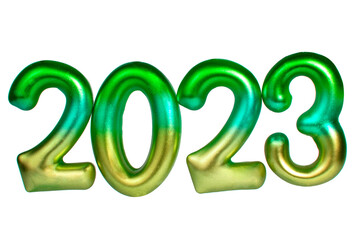 2023 Numbers new year multicolored decorative figure isolated on the white background