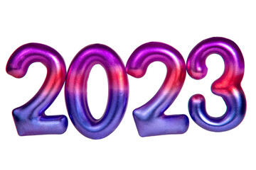 2023 Numbers new year multicolored decorative figure isolated on the white background