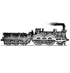 vintage train locomotive etching