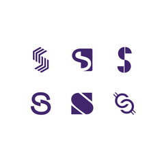 Set of simple and modern icons of the letter s.