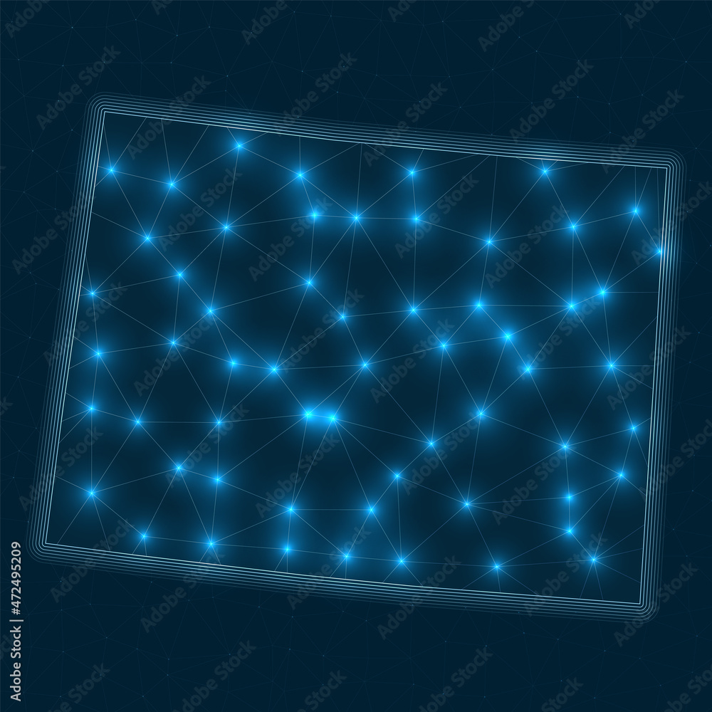 Poster colorado network map. abstract geometric map of the us state. digital connections and telecommunicat