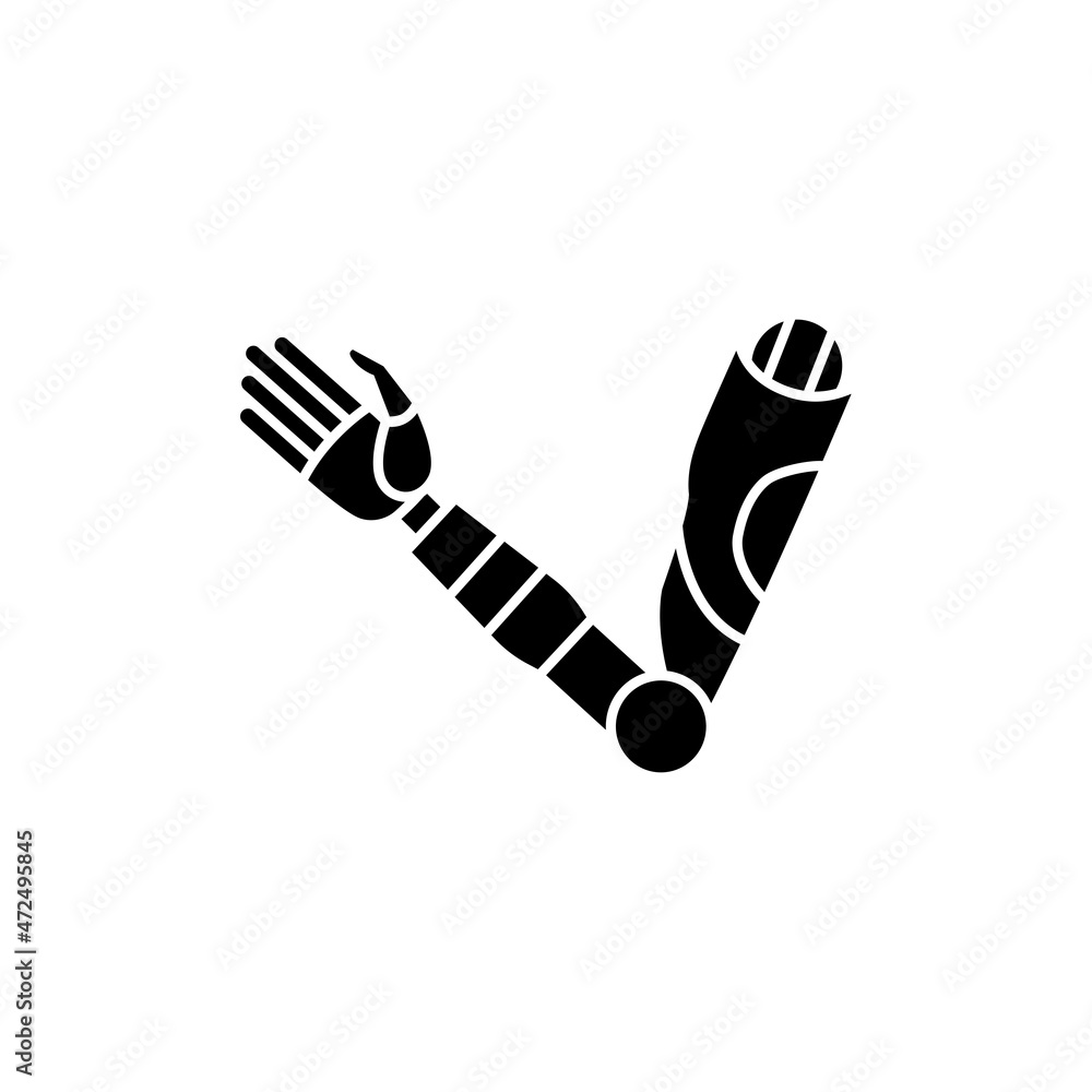 Poster bio artificial hand color line icon. disability. isolated vector element.