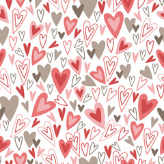 Background of multicolored hearts. Vector seamless pattern.