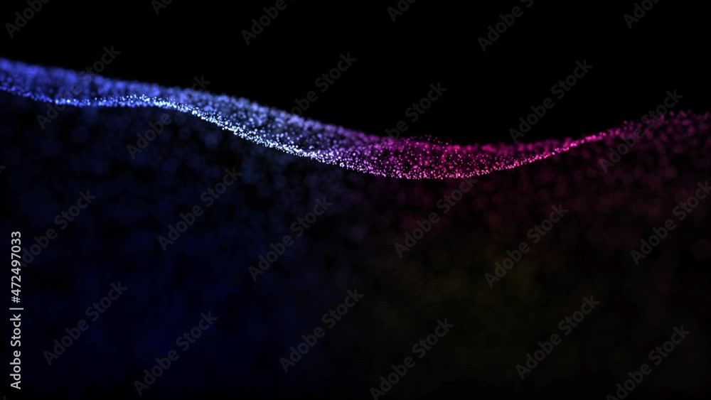 Poster seamless looping colourful wavy dotted lines particles copy space animation background.