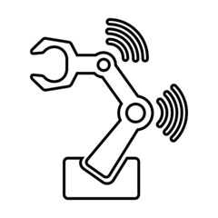 Smart robotic arm for industrial applications. Symbol of connected intelligent manufacturing and Internet of Things. Vector illustration