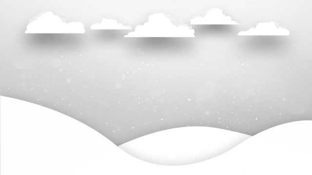  Seamless looping winter snowy landscape background with falling glitter snowflakes copy space animation.