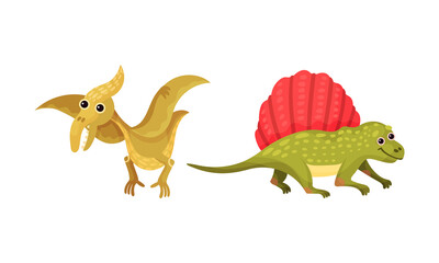 Set of cute baby dinosaurs vector illustration on white background