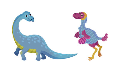 Adorable baby dinosaurs set vector illustration on white background