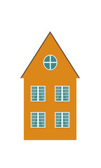 house icon on white.Amsterdam houses cartoon facades.Traditional architecture.Netherlands architecture. Facades of houses.