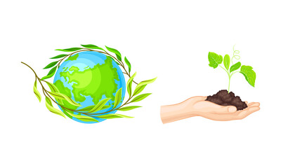 Save the planet. Environmental protection and ecology concept vector illustration