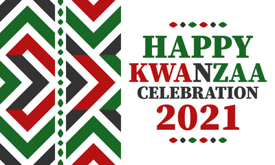 Fototapeta premium Kwanzaa celebration. Happy African and African-American holiday. Seven days festival, celebrate annual from December to January. Black History. Poster, card, banner and background. Vector illustration