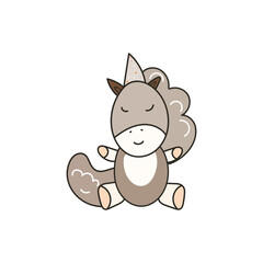 toy pony cartoon with outline vector illustration