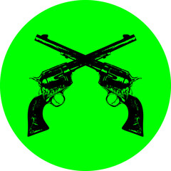 illustration of two pistols on a light green background