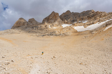 People traveling in Aladaglar. Aladağlar and Yedigöller regions where important mountaineering activities take place in Turkey.