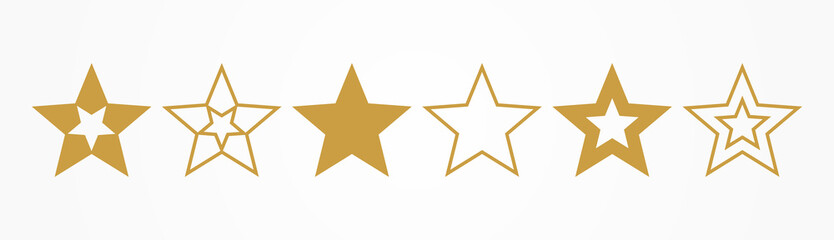 Gold Christmas stars icons.