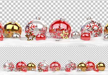 Christmas Decoration with Isolated Ball on White Snow Mockup