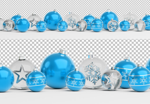 Christmas Decoration with Isolated Blue Ball on White Mockup