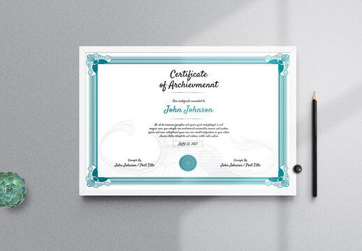 Achievement Certificate Layout