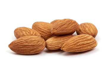 Almond. Almond nuts, isolated on white background.