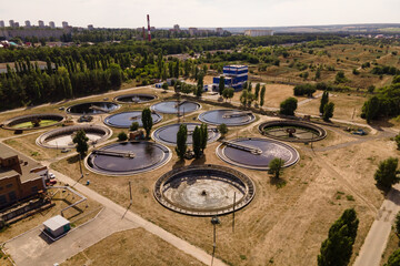 Round sedimentation tanks of wastewater treatment plant, filtration of dirty or sewage water....