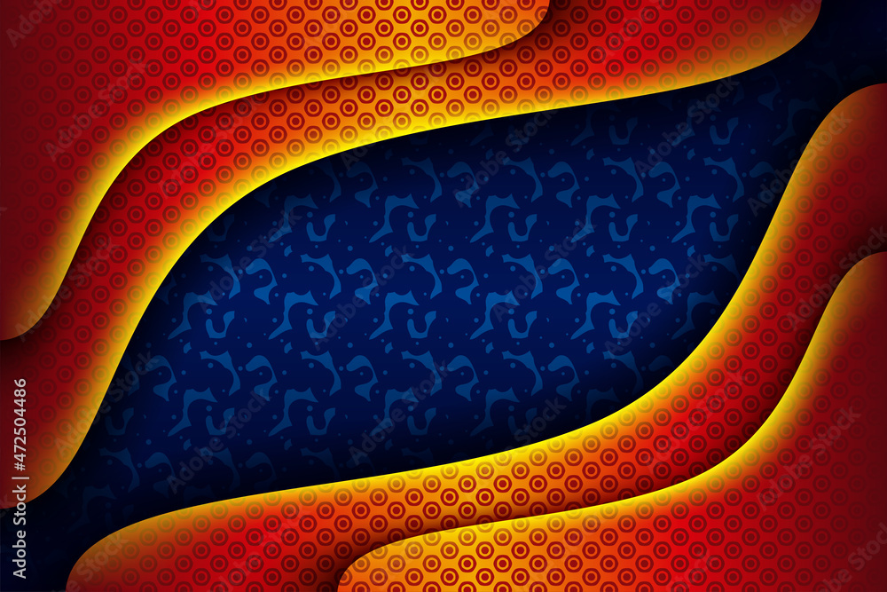 Poster curves paper layer red and lines blue abstract geometrical background use for banner, cover, poster,