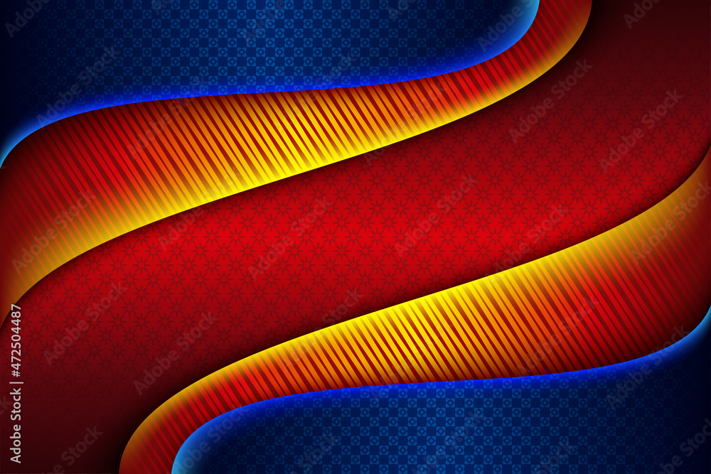 Poster curves paper layer red and lines blue abstract geometrical background use for banner, cover, poster,