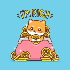 cute puppy with coin wallet