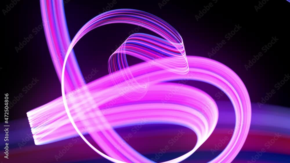 Poster light flow bg in 4k. abstract looped background with light trails, stream of red blue neon lines in 