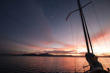 Moon and sun rising together in Fiji