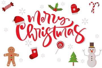Background for Merry Christmas decoration with red and white details with Merry Christmas text v2